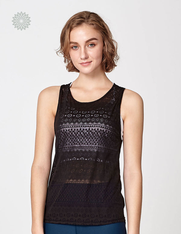 easyoga LA-VEDA Devore Twist Sheer Tank - L1 Black