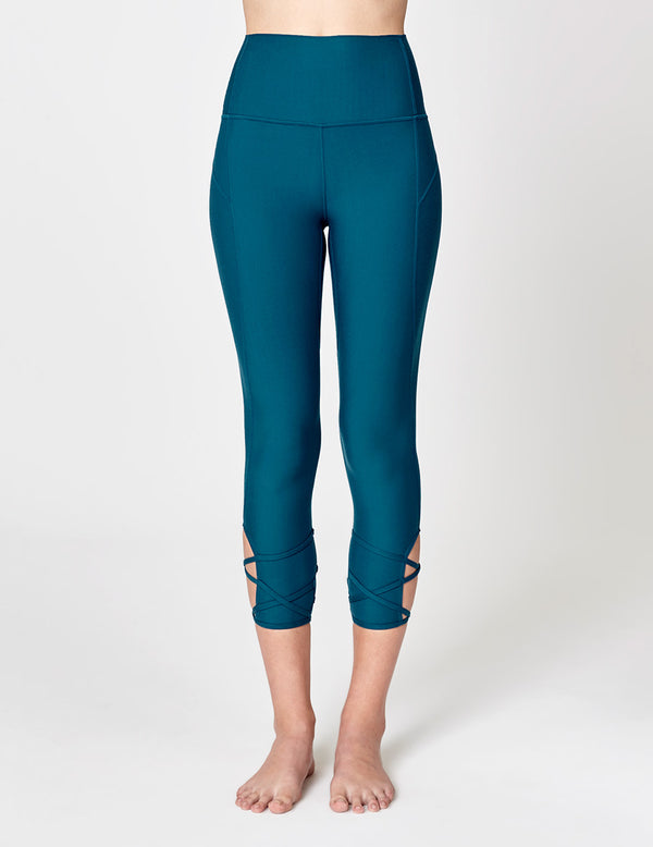 easyoga LA-VEDA Lattice Cropped Tights - B31 Coral Blue