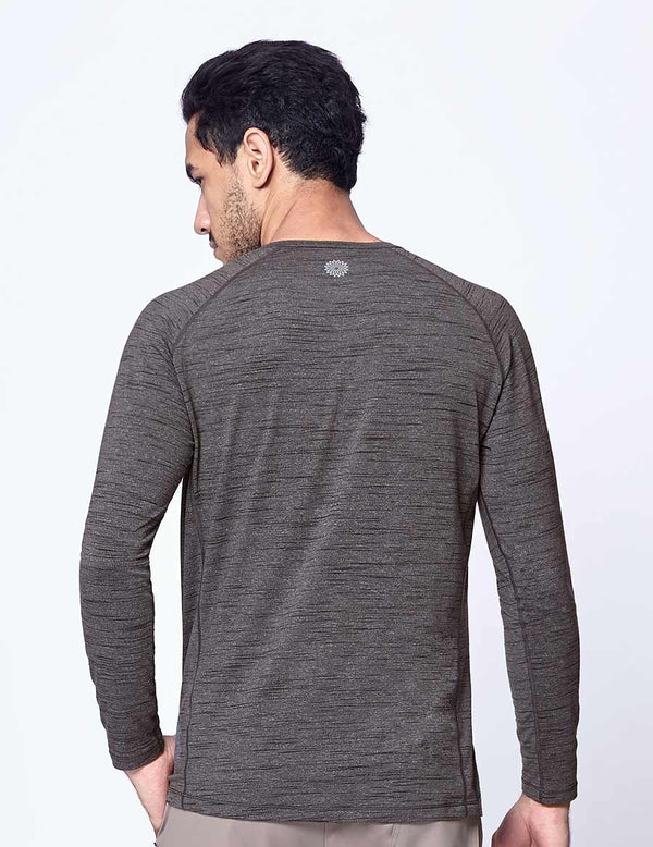 easyoga LA-VEDA Multipro Men's Henley  Long Sleeve - M26 M-Gray Tigerstripe