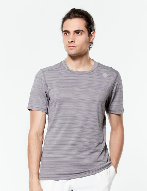 easyoga LESPIRO Men's Sheen Athlete Tee - D67 Gray Stripe