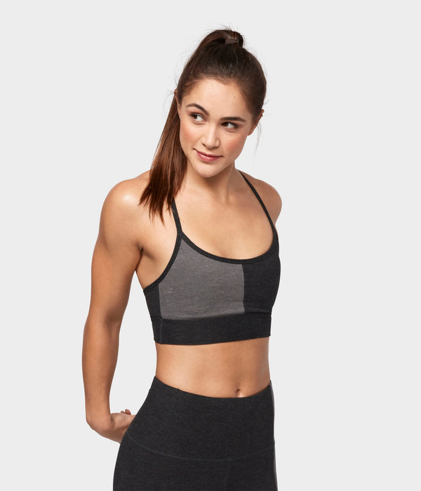 Manduka Apparel - Women's Eko Soft Blocked Bra - Dark Heather Charcoal