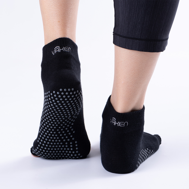 Vaken Grip Socks-2 Pairs/Pack - Black Dot Grey and Orange