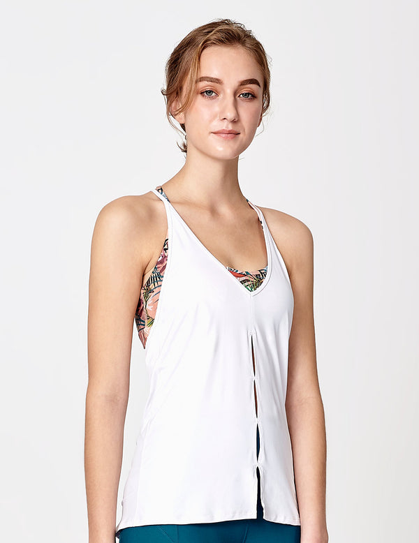 easyoga LA-VEDA Twins Cross Bralet  Tank - W02 Snow White